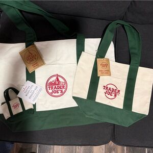 Green and Cream Canvas Tote Bag